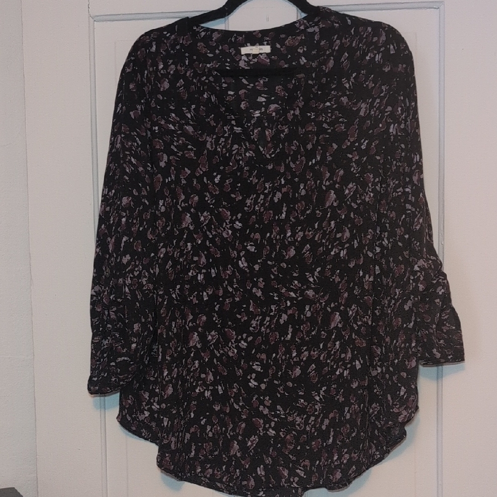 Maurices Dark Blouse with Purple Accents
